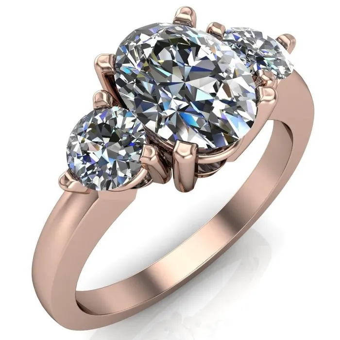 Fire Brilliance Rings Giselle Oval Center Stone Trinity Under Bezel Engagement Ring