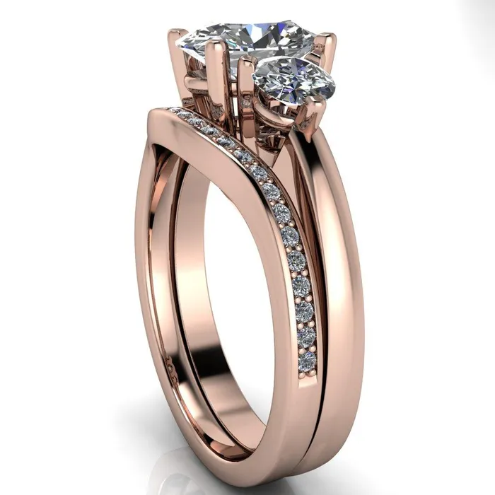 Fire Brilliance Rings Giselle Oval Center Stone Trinity Under Bezel Engagement Ring