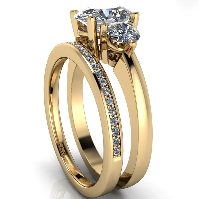 Fire Brilliance Rings Giselle Oval Center Stone Trinity Under Bezel Engagement Ring