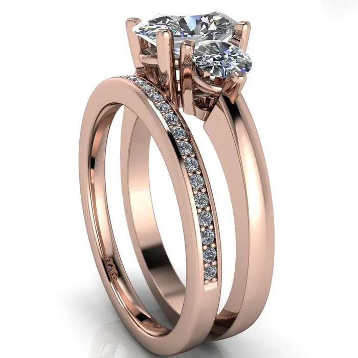 Fire Brilliance Rings Giselle Oval Center Stone Trinity Under Bezel Engagement Ring