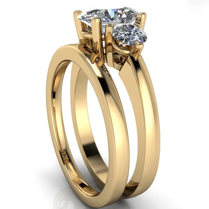 Fire Brilliance Rings Giselle Oval Center Stone Trinity Under Bezel Engagement Ring
