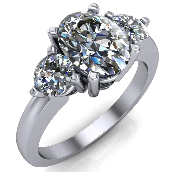 Fire Brilliance Rings Giselle Oval Center Stone Trinity Under Bezel Engagement Ring