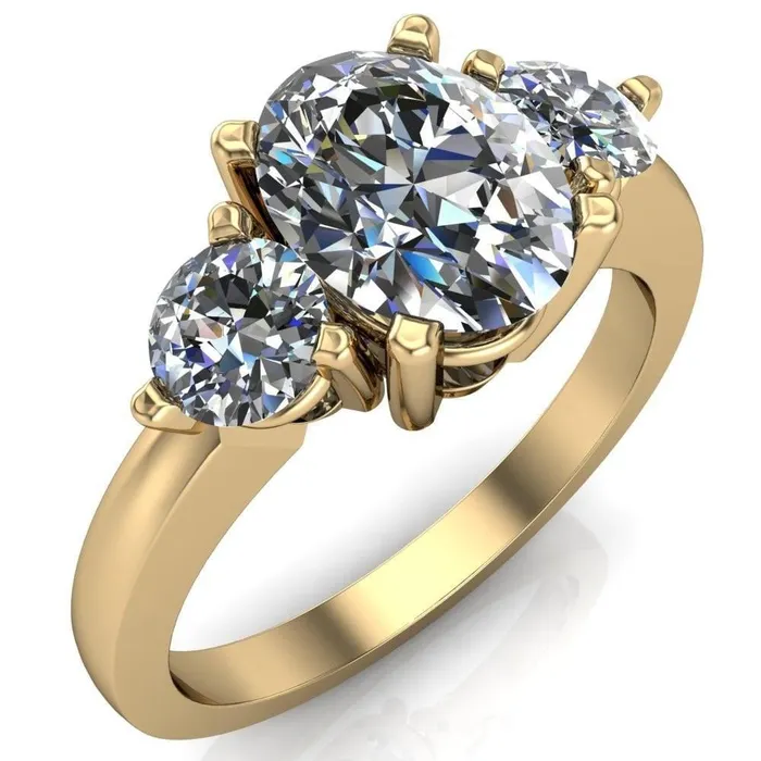 Fire Brilliance Rings Giselle Oval Center Stone Trinity Under Bezel Engagement Ring