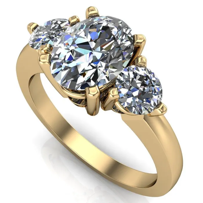 Fire Brilliance Rings Giselle Oval Center Stone Trinity Under Bezel Engagement Ring