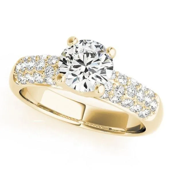 Fire Brilliance Rings Ines Round Center Stone Triple Diamond Row Pave 4 Prong Engagement Ring Fire Brilliance Rings Ines Round Center Stone Triple Diamond Row Pave 4 Prong Engagement Ring