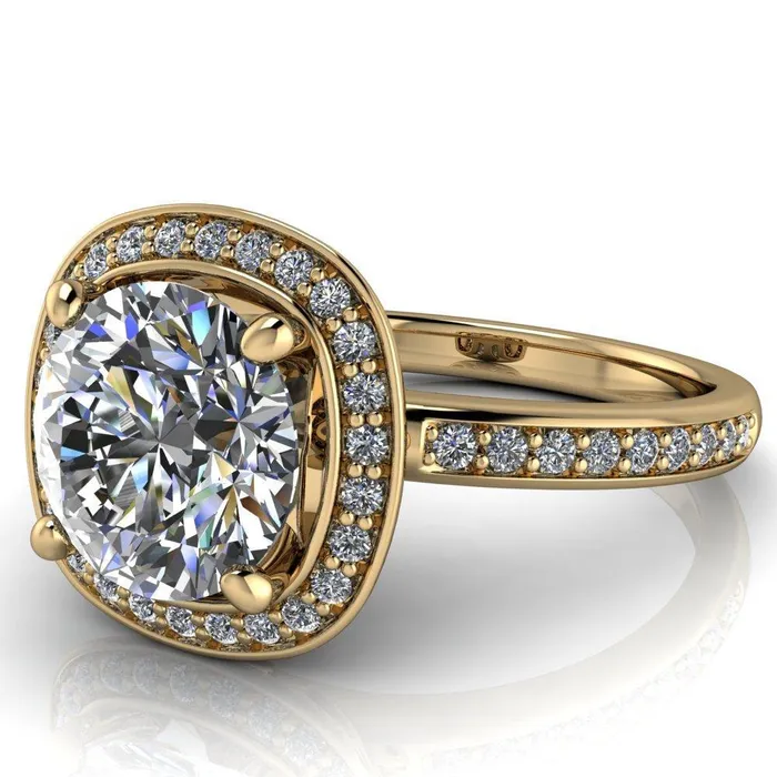 Fire Brilliance Rings Juliana Round Center Stone Halo and Half Eternity Ring