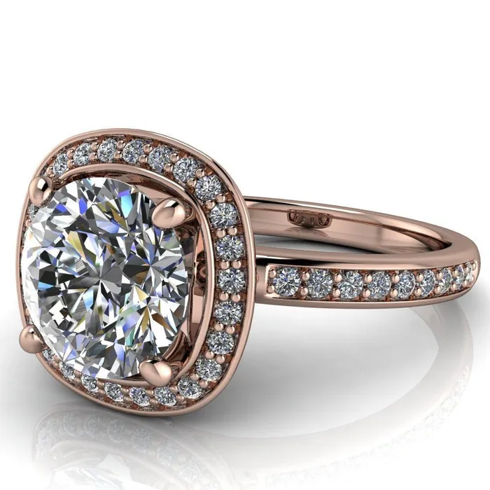 Fire Brilliance Rings Juliana Round Center Stone Halo and Half Eternity Ring