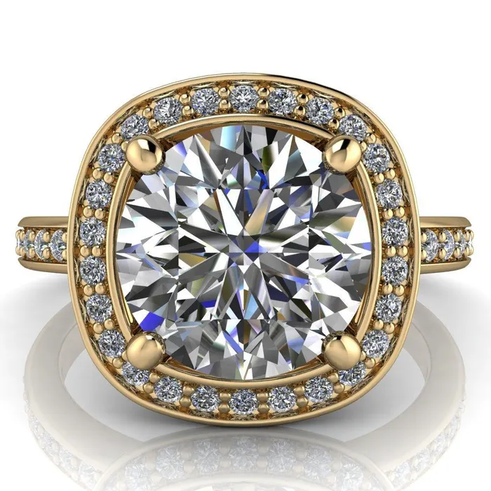 Fire Brilliance Rings Juliana Round Center Stone Halo and Half Eternity Ring