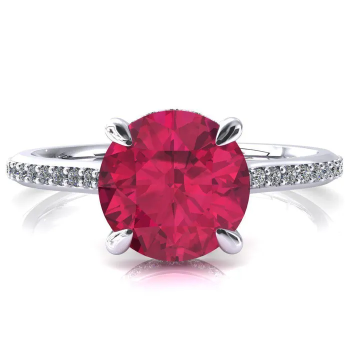 Fire Brilliance Rings Kiki Round Ruby 4 Prongs Claw Floating Halo 12 Pinpoint Inverted Cathedral Ring Fire Brilliance Rings Kiki Round Ruby 4 Prongs Claw Floating Halo 12 Pinpoint Inverted Cathedral Ring
