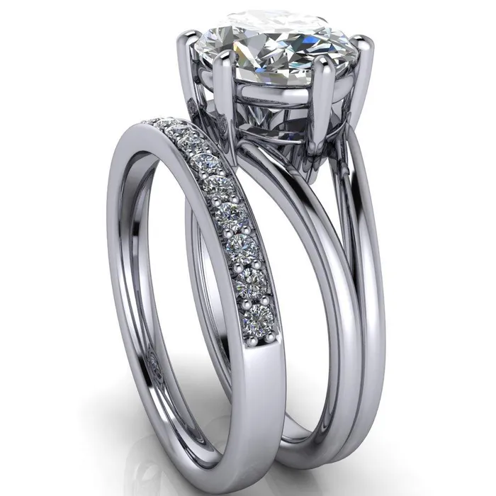 Fire Brilliance Rings Knox Oval Center Stone 6 Prong Shank Split Engagement Ring