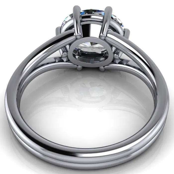 Fire Brilliance Rings Knox Oval Center Stone 6 Prong Shank Split Engagement Ring
