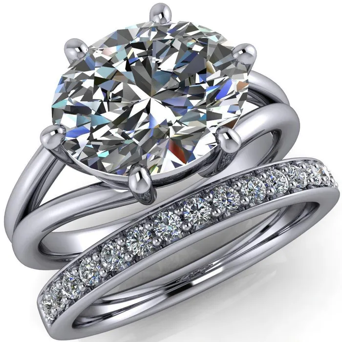 Fire Brilliance Rings Knox Oval Center Stone 6 Prong Shank Split Engagement Ring