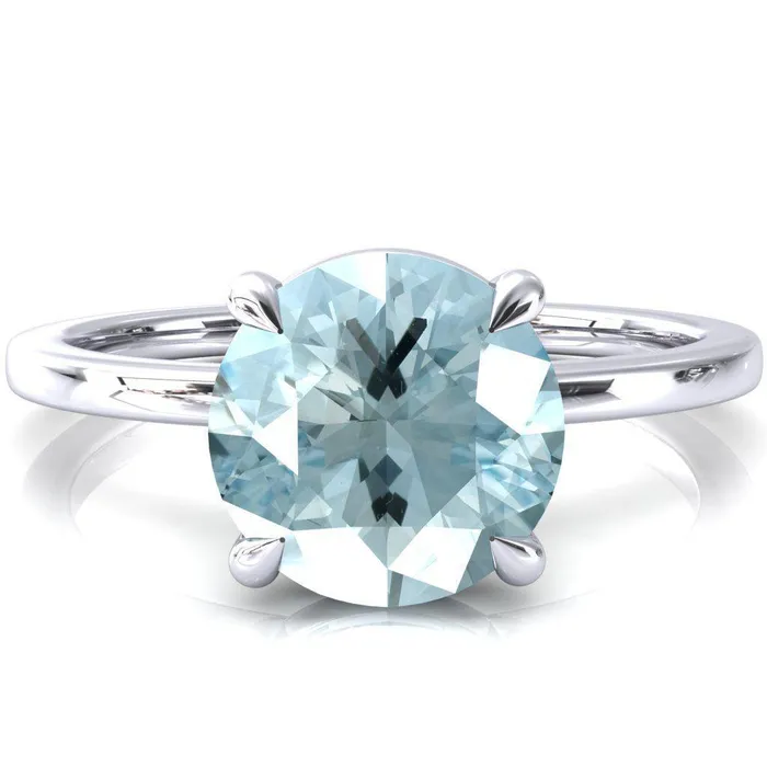 Fire Brilliance Rings Lyla Round Aqua Blue Spinel 4 Claw Prong Single Rail Solitaire Ring Fire Brilliance Rings Lyla Round Aqua Blue Spinel 4 Claw Prong Single Rail Solitaire Ring