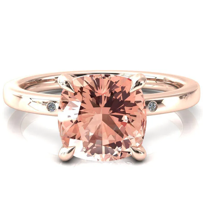 Fire Brilliance Rings Maise Cushion Champagne Sapphire 4 Prong Diamond Accent Engagement Ring