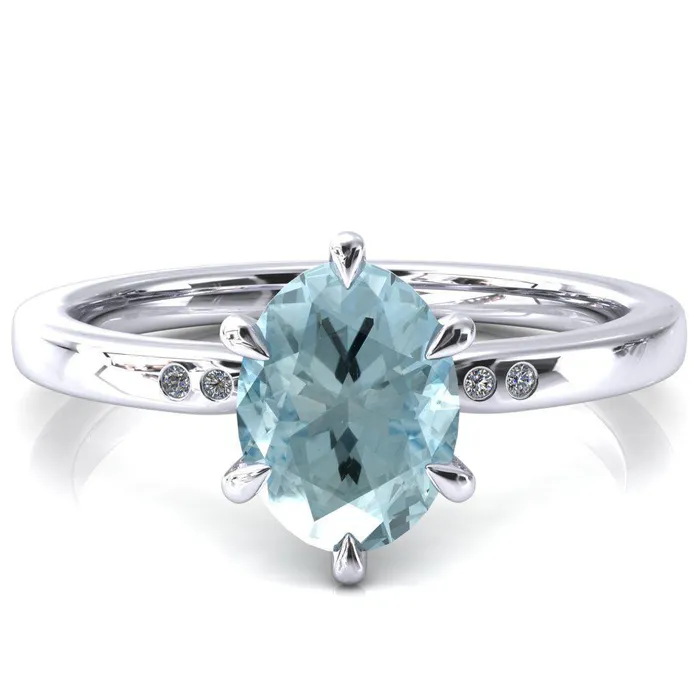 Fire Brilliance Rings Maise Oval Aqua Blue Spinel 6 Prong Diamond Accent Engagement Ring Fire Brilliance Rings Maise Oval Aqua Blue Spinel 6 Prong Diamond Accent Engagement Ring