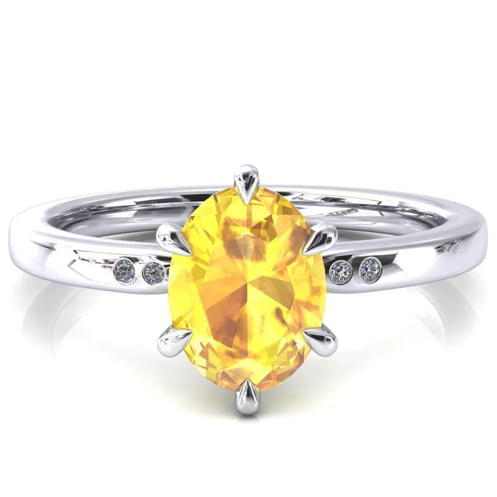 Fire Brilliance Rings Maise Oval Yellow Sapphire 6 Prong Diamond Accent Engagement Ring Fire Brilliance Rings Maise Oval Yellow Sapphire 6 Prong Diamond Accent Engagement Ring