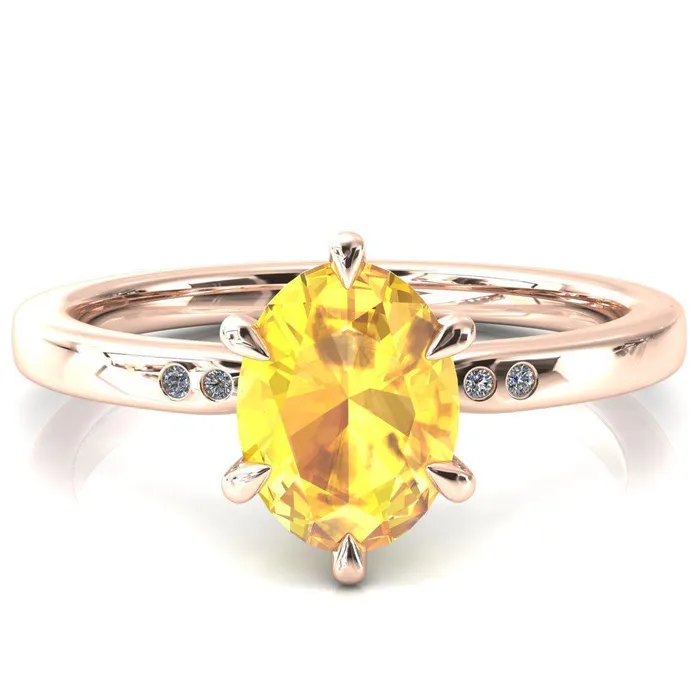 Fire Brilliance Rings Maise Oval Yellow Sapphire 6 Prong Diamond Accent Engagement Ring