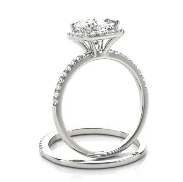 Fire Brilliance Rings Mattie Cushion Moissanite Diamond Halo Micro Pave Engagement Ring
