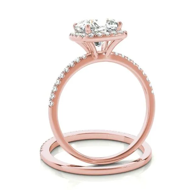 Fire Brilliance Rings Mattie Cushion Moissanite Diamond Halo Micro Pave Engagement Ring