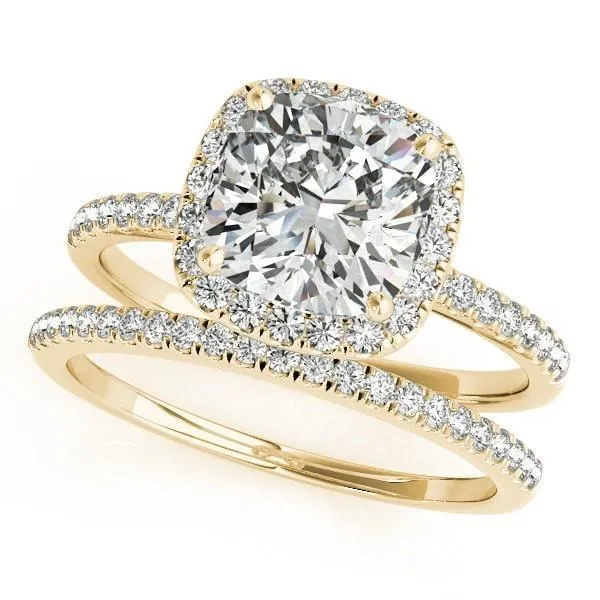 Fire Brilliance Rings Mattie Cushion Moissanite Diamond Halo Micro Pave Engagement Ring