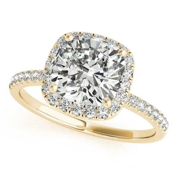 Fire Brilliance Rings Mattie Cushion Moissanite Diamond Halo Micro Pave Engagement Ring