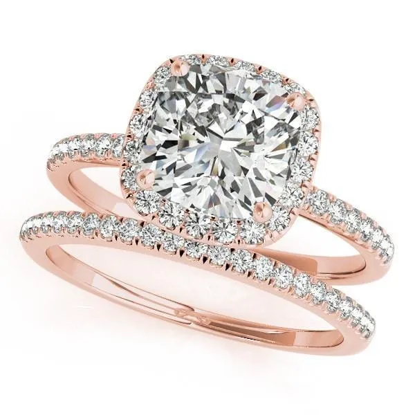 Fire Brilliance Rings Mattie Cushion Moissanite Diamond Halo Micro Pave Engagement Ring