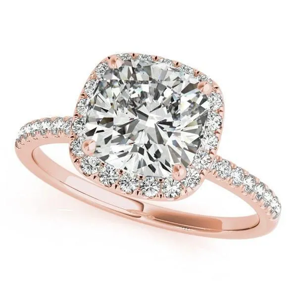 Fire Brilliance Rings Mattie Cushion Moissanite Diamond Halo Micro Pave Engagement Ring