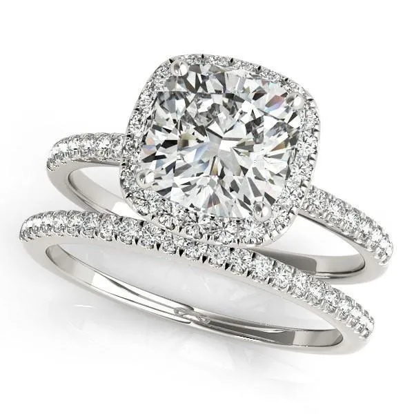 Fire Brilliance Rings Mattie Cushion Moissanite Diamond Halo Micro Pave Engagement Ring