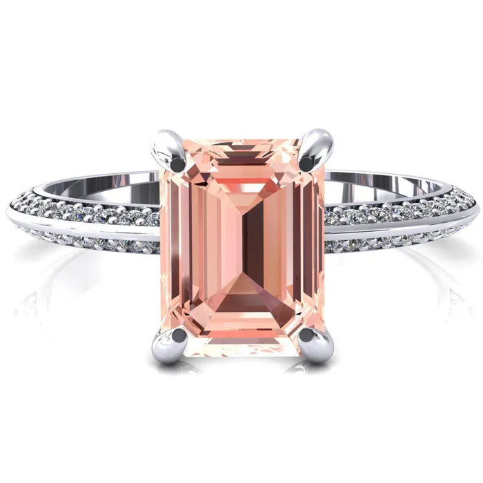 Fire Brilliance Rings Nancy Emerald Champagne Sapphire 4 Prong 12 Eternity Diamond Knife Shank Accent Engagement Ring Fire Brilliance Rings Nancy Emerald Champagne Sapphire 4 Prong 12 Eternity Diamond Knife Shank Accent Engagement Ring