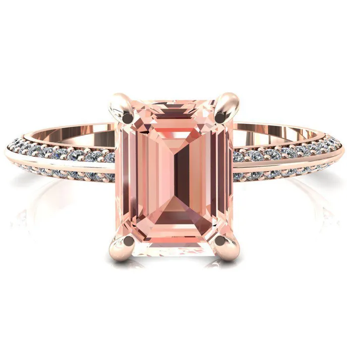 Fire Brilliance Rings Nancy Emerald Champagne Sapphire 4 Prong 12 Eternity Diamond Knife Shank Accent Engagement Ring