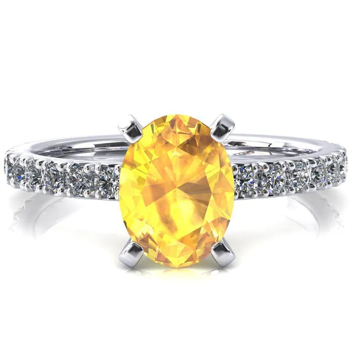 Fire Brilliance Rings Nefili Oval Yellow Sapphire 4 Prong 58 Eternity Diamond French Pave Engagement Ring Fire Brilliance Rings Nefili Oval Yellow Sapphire 4 Prong 58 Eternity Diamond French Pave Engagement Ring