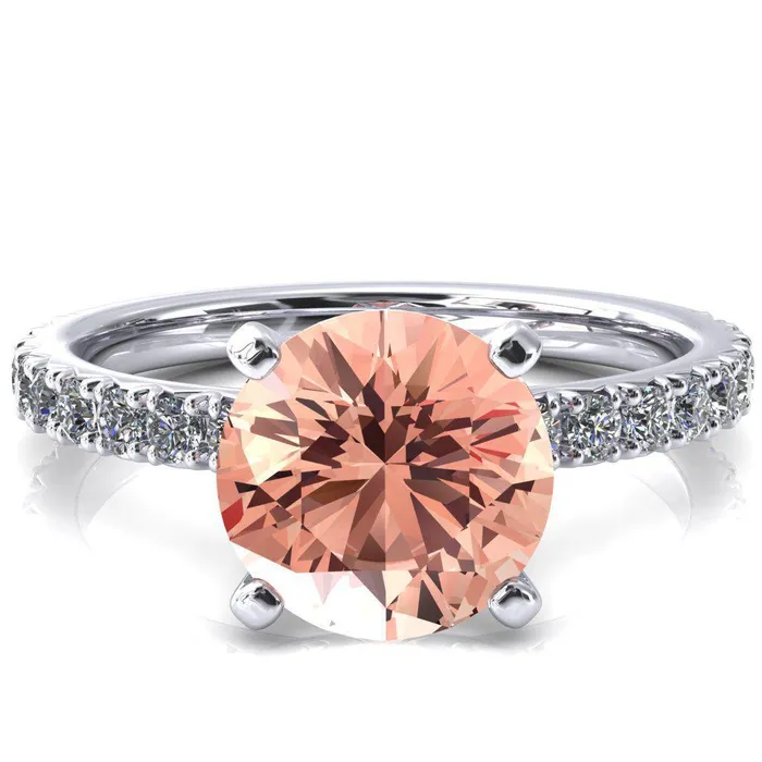 Fire Brilliance Rings Nefili Round Champagne Sapphire 4 Prong 58 Eternity Diamond French Pave Engagement Ring