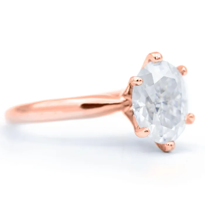 Fire Brilliance Rings Oval First Crush FAB Moissanite 6 Prongs FANCY Solitaire Ring