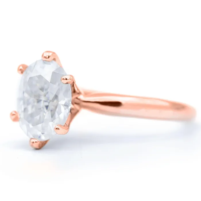 Fire Brilliance Rings Oval First Crush FAB Moissanite 6 Prongs FANCY Solitaire Ring