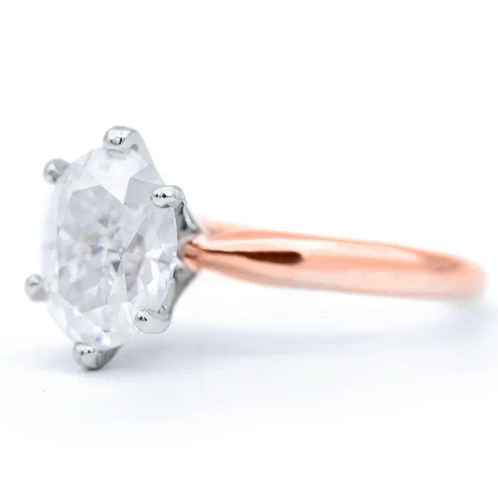 Fire Brilliance Rings Oval First Crush FAB Moissanite 6 Prongs FANCY Solitaire Ring