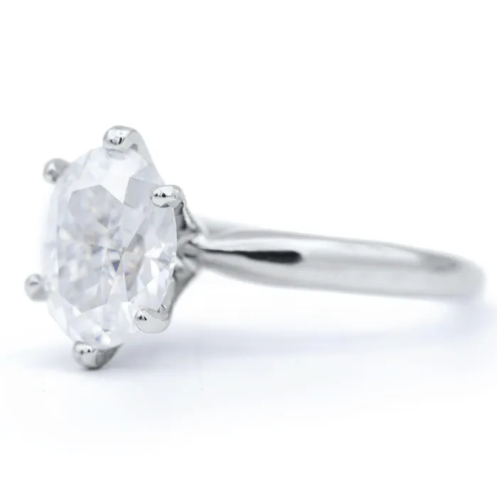Fire Brilliance Rings Oval First Crush FAB Moissanite 6 Prongs FANCY Solitaire Ring