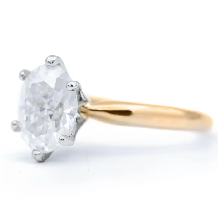 Fire Brilliance Rings Oval First Crush FAB Moissanite 6 Prongs FANCY Solitaire Ring
