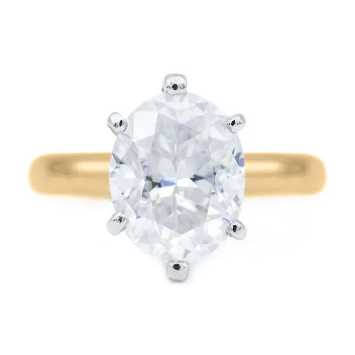 Fire Brilliance Rings Oval First Crush FAB Moissanite 6 Prongs FANCY Solitaire Ring
