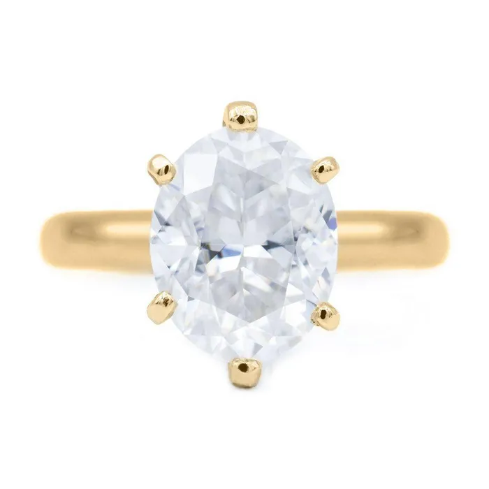 Fire Brilliance Rings Oval First Crush FAB Moissanite 6 Prongs FANCY Solitaire Ring