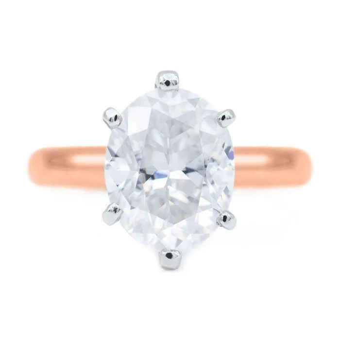 Fire Brilliance Rings Oval First Crush FAB Moissanite 6 Prongs FANCY Solitaire Ring
