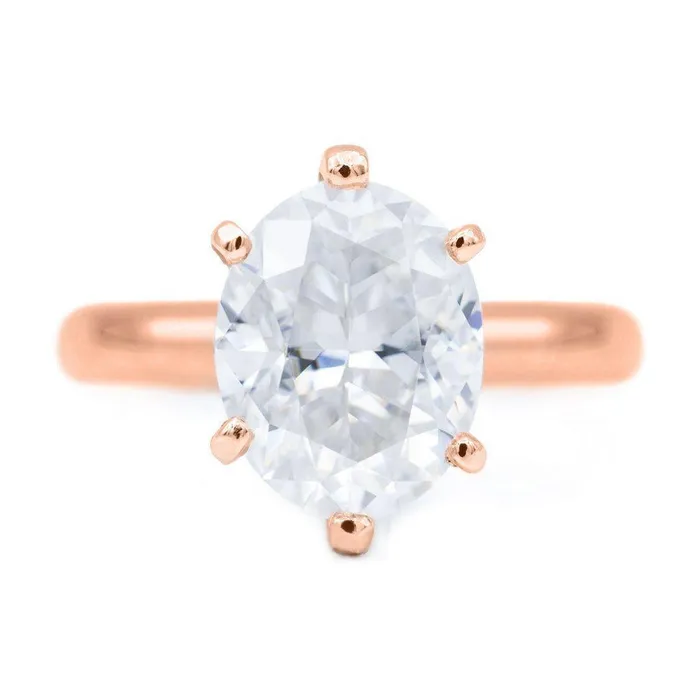 Fire Brilliance Rings Oval First Crush FAB Moissanite 6 Prongs FANCY Solitaire Ring