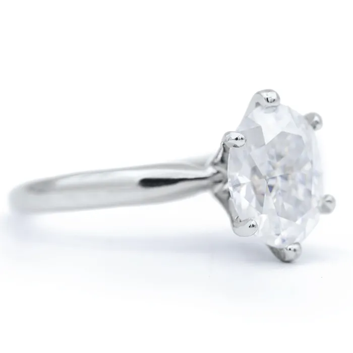 Fire Brilliance Rings Oval First Crush FAB Moissanite 6 Prongs FANCY Solitaire Ring