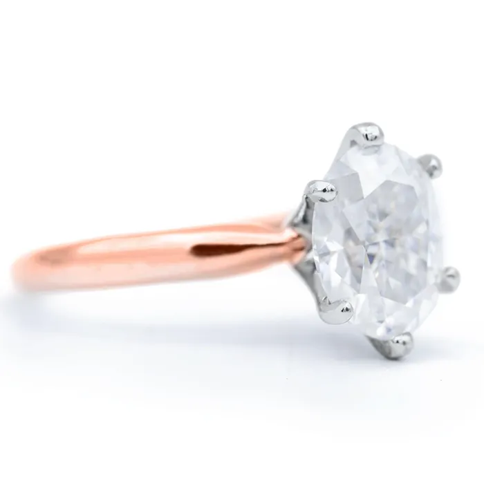 Fire Brilliance Rings Oval First Crush FAB Moissanite 6 Prongs FANCY Solitaire Ring