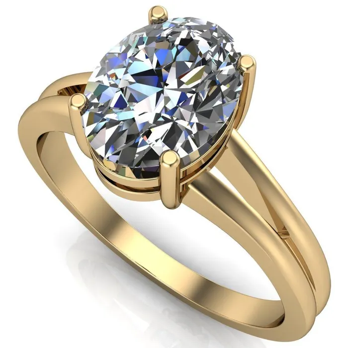 Fire Brilliance Rings Pantetiere Oval Center Stone Split Shank 4 Prong Ring