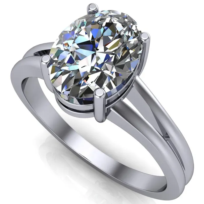 Fire Brilliance Rings Pantetiere Oval Center Stone Split Shank 4 Prong Ring