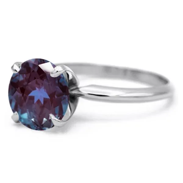 Fire Brilliance Rings Round Alexandrite Platinum 4 Prongs Solitaire Ring