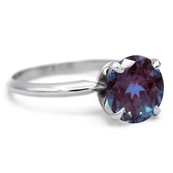 Fire Brilliance Rings Round Alexandrite Platinum 4 Prongs Solitaire Ring