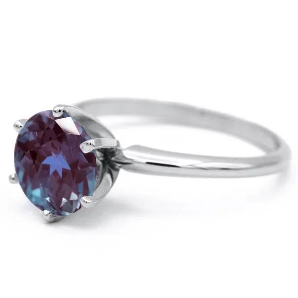 Fire Brilliance Rings Round Alexandrite Platinum 6 Prongs Solitaire Ring