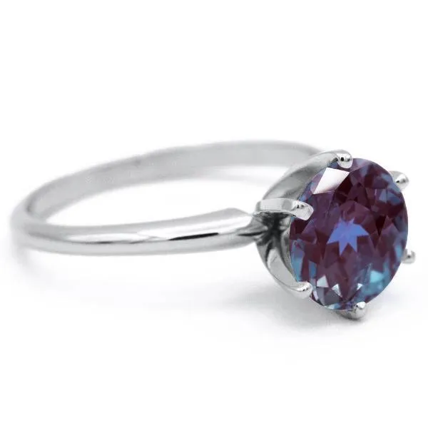 Fire Brilliance Rings Round Alexandrite Platinum 6 Prongs Solitaire Ring