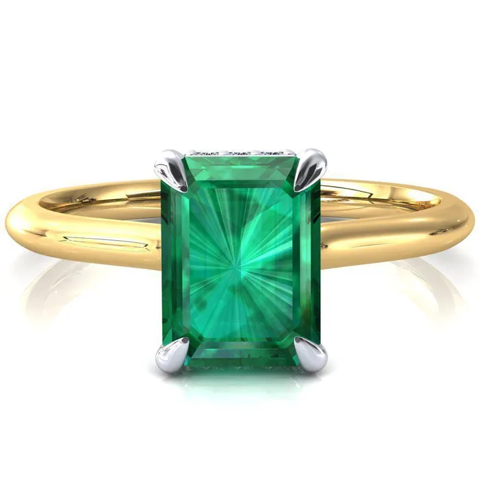 Fire Brilliance Rings Secret Emerald Emerald 4 Prong Floating Halo Engagement Ring Fire Brilliance Rings Secret Emerald Emerald 4 Prong Floating Halo Engagement Ring